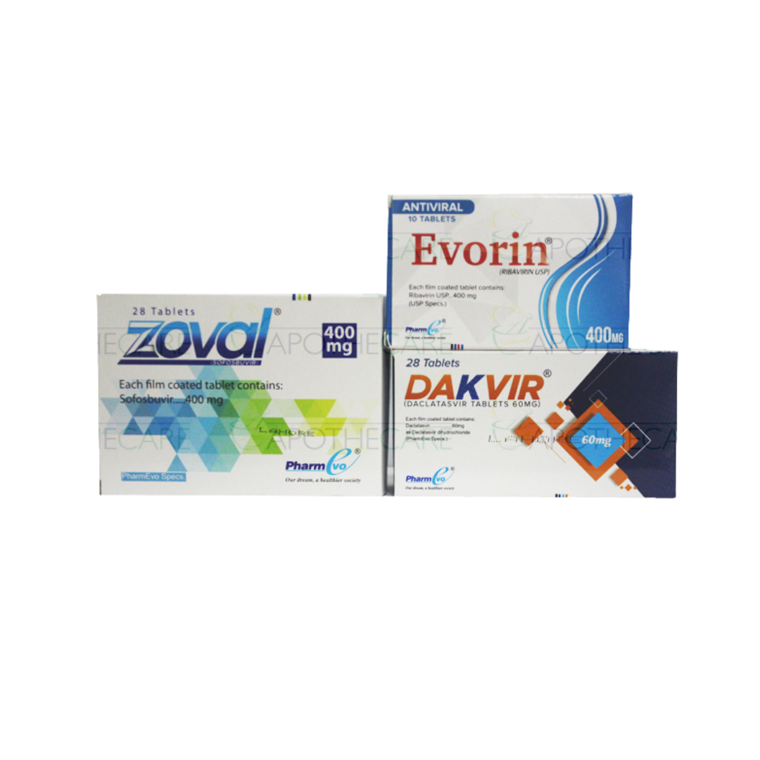 Package of Zoval 400mg Tab 28s + 9 packs Evorin 400mg 10's + 1 Pack of Dakvir Tab 60mg 28's