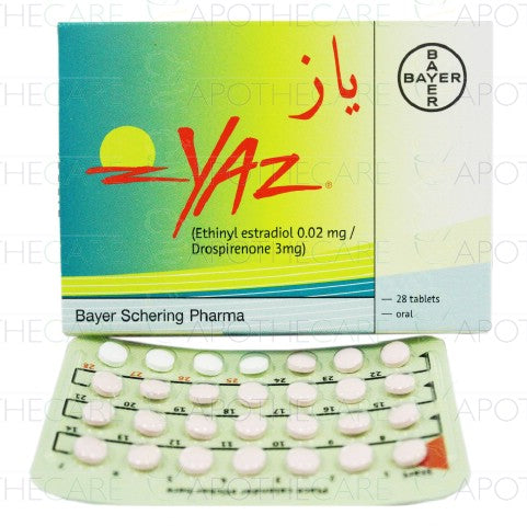 Yaz Tab 0.02mg/3mg 28's