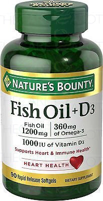 Fish Oil Softgels Cap 1200mg Plus Vit D3 1000IU 90's