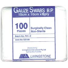 Gauze Swab Sponges Non Sterlize 10cmx10cm 100's 16Ply