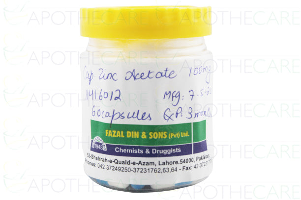 Zinc Acetate Cap 100mg 60's