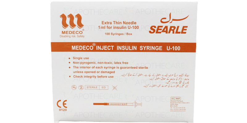 Medeco insulin Syringe 1cc 31G x 8mm 100's