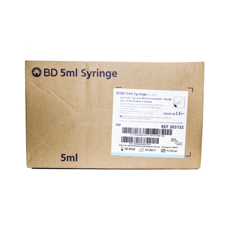 BD 5cc Syringe 23G 1's