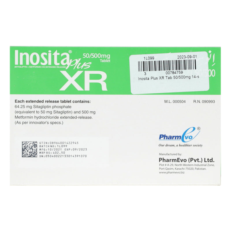 Inosita Plus XR Tab 50/500mg 14's