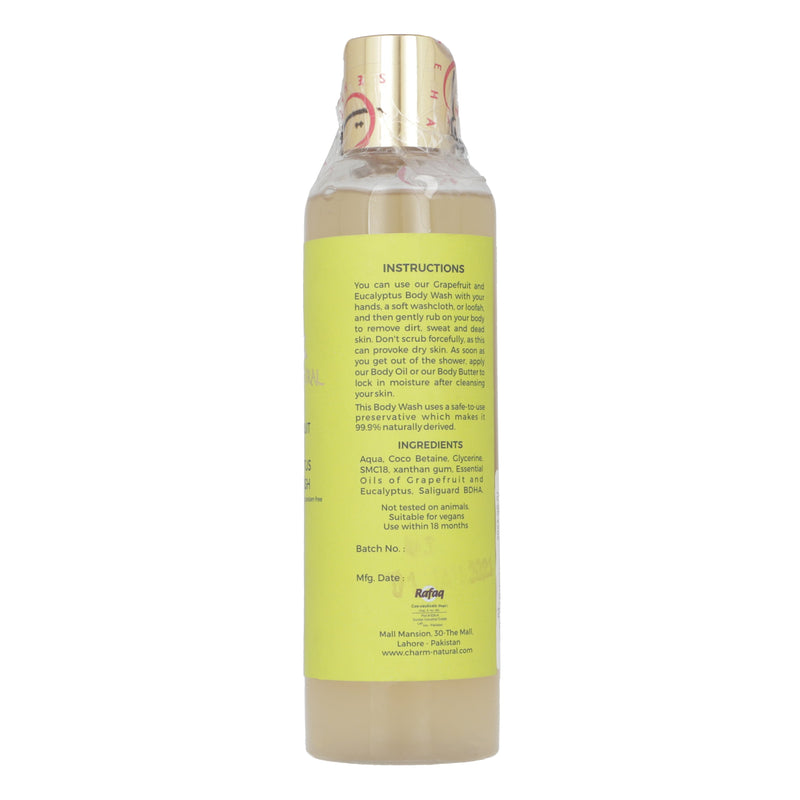 Charm Natural Grapefruit and Eucalyptus Body Wash 250ml