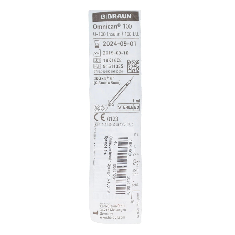 Omnican Insulin Syringe U-100 1Ml Syringe 1's