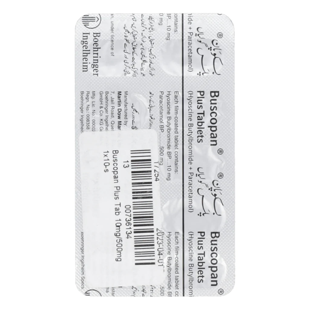 Buscopan Plus Tab 10mg/500mg 10x10's