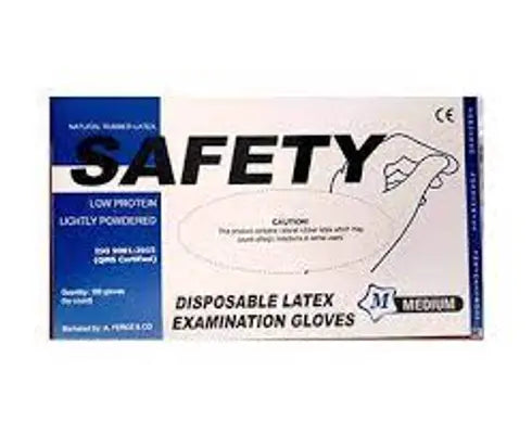 Safety Disposable Latex Examination Gloves Medium 10's