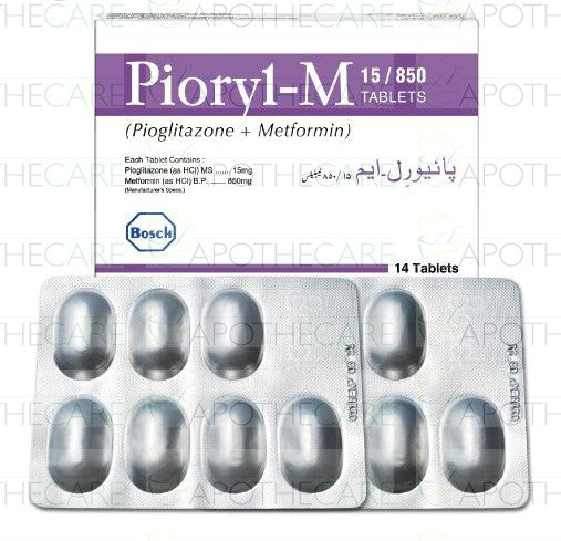 Pioryl-M Tab 15mg/850mg 2x7's