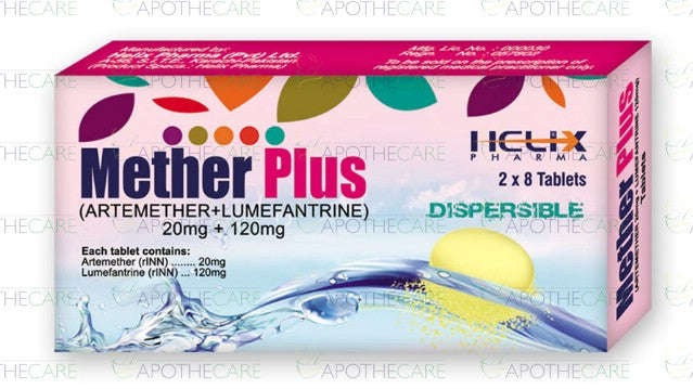 Mether Plus Dispersible Tab 20mg/120mg 2x8's